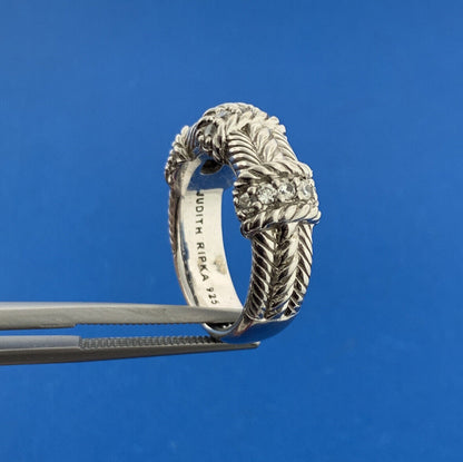 Judith Ripka 925 Sterling Silver Cubic Zirconia CZ Triple Band Stackable Ring