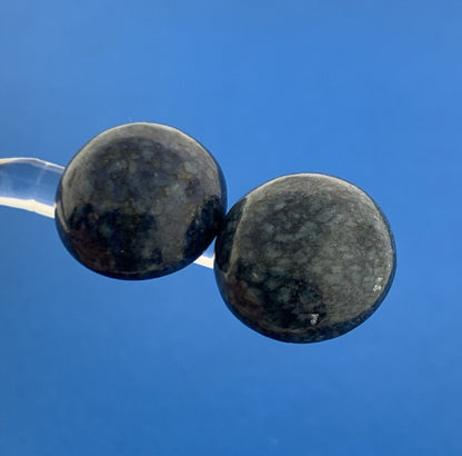 Gorgeous 14k Yellow Gold Cabochon Lapis Lazuli Half Sphere Stud Earrrings