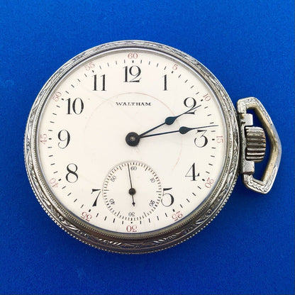 Waltham Silver Toned Open Face Grade 635 17j Model 1908 Pocket Watch Not Running