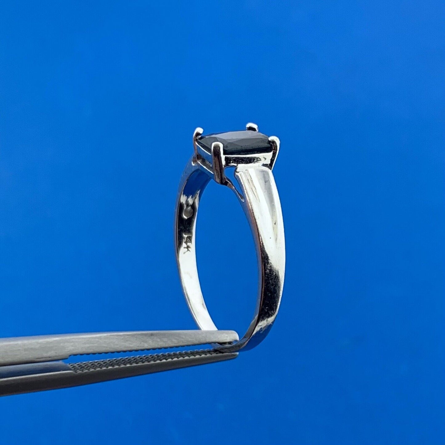 Elegant 14K White Gold Sapphire September Anniversary Birthday Modernist Ring