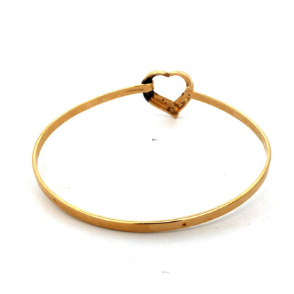 MWS 925 Sterling Silver Gold Vermeil Heart Love Anniversary Bangle Bracelet