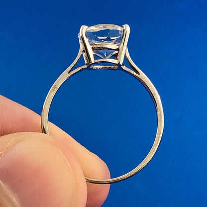 Stunning 14K White Gold Oval Cubic Zirconia CZ Solitaire Engagement Ring