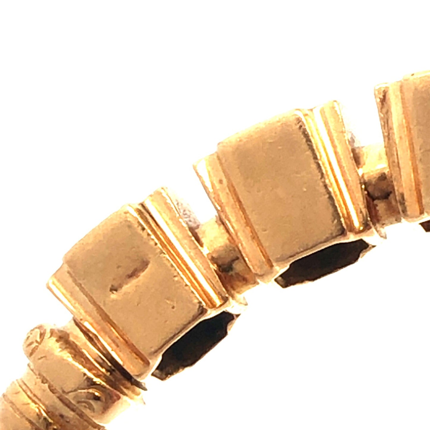 Stunning Designer 1930s Etruscan 14k Yellow Gold Diamond Bangle Bracelet