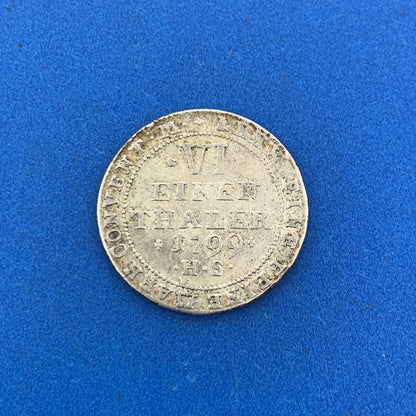 1799 Anhalt-Bernburg 1/6 Thaler Silver German States Better European Coin