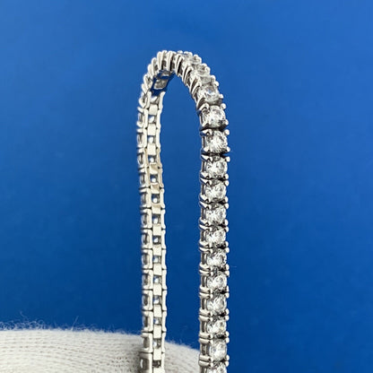 Designer SW 925 Sterling Silver Round Cubic Zirconia Statement Tennis Bracelet