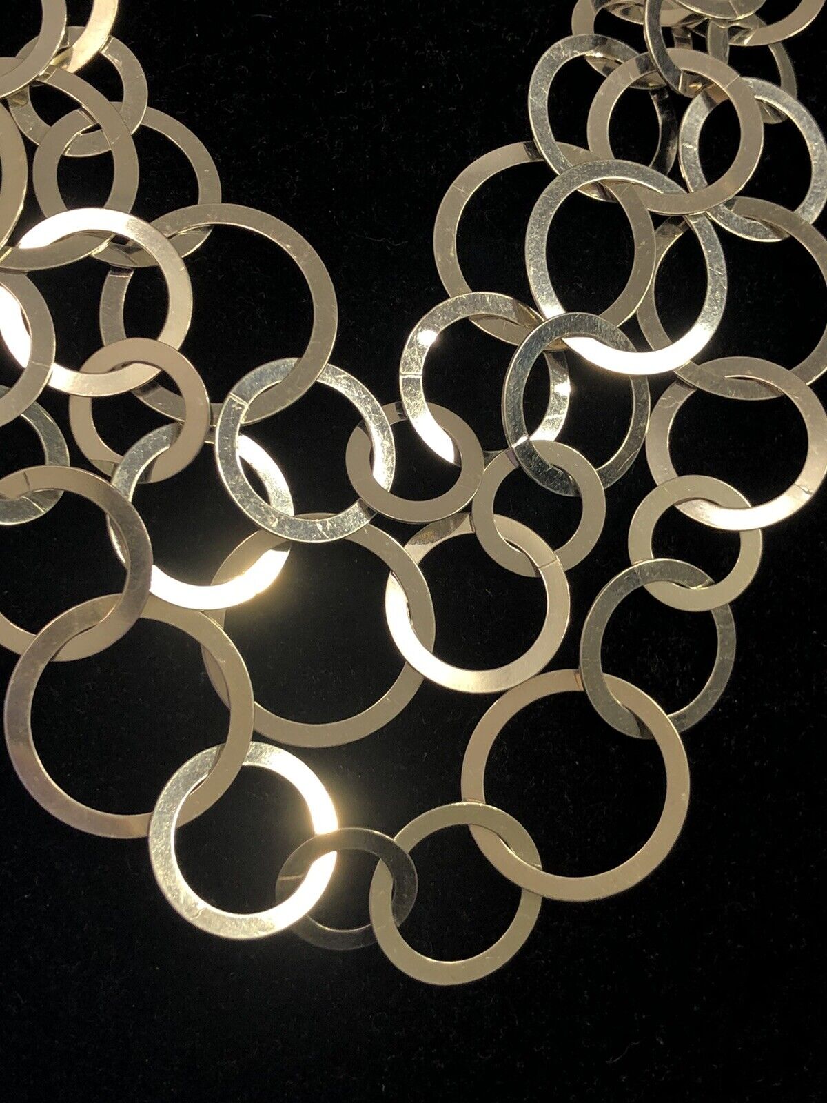 Karizia SPA KA1722 Italy Sterling Silver Round Layered Modernist Chain Necklace