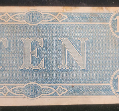 1864 $10 Richmond, VA Confederate States of America Obsolete Currency Bank Note