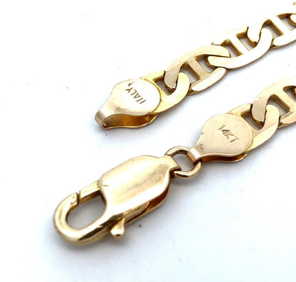 Italy 14K Yellow Gold Anchor Mariners Link Chain Bracelet