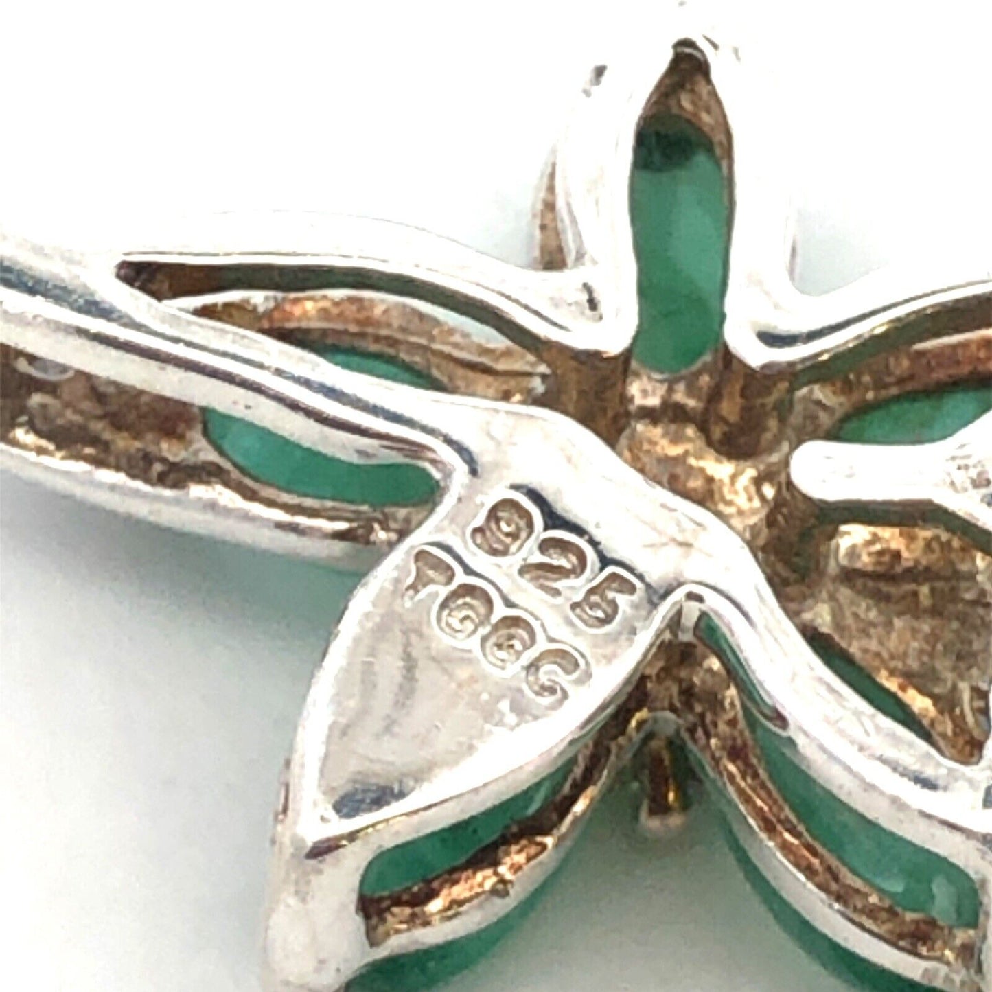 Designer TGGC 925 Sterling Silver Green Tourmaline Diamond Accent Flower Pendant