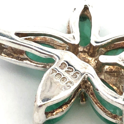 Designer TGGC 925 Sterling Silver Green Tourmaline Diamond Accent Flower Pendant