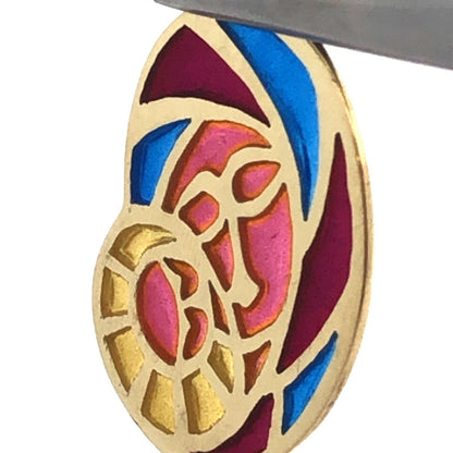 Antique Plique-A-Jour 14K Yellow Gold Mother And Child Madonna Pendant