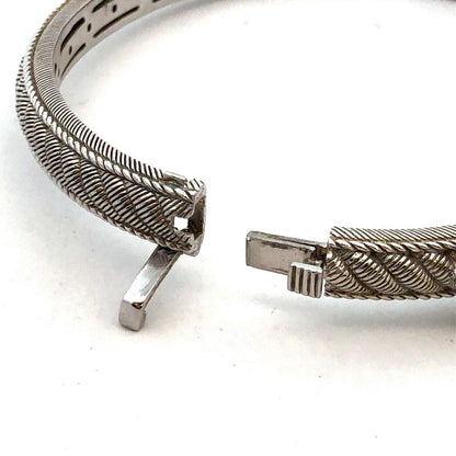 Judith Ripka 925 Sterling Silver Amethyst CZ Romance Hinged Bangle Bracelet
