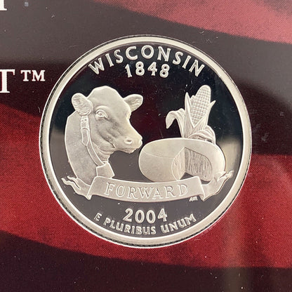 2004 S United States Mint 50 State Quarters 5 Coin Silver Proof Set OMP/COA