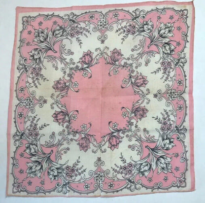 Vintage 7 Item Lot Floral Paisley Ladies Embroidered Edge Handkerchiefs