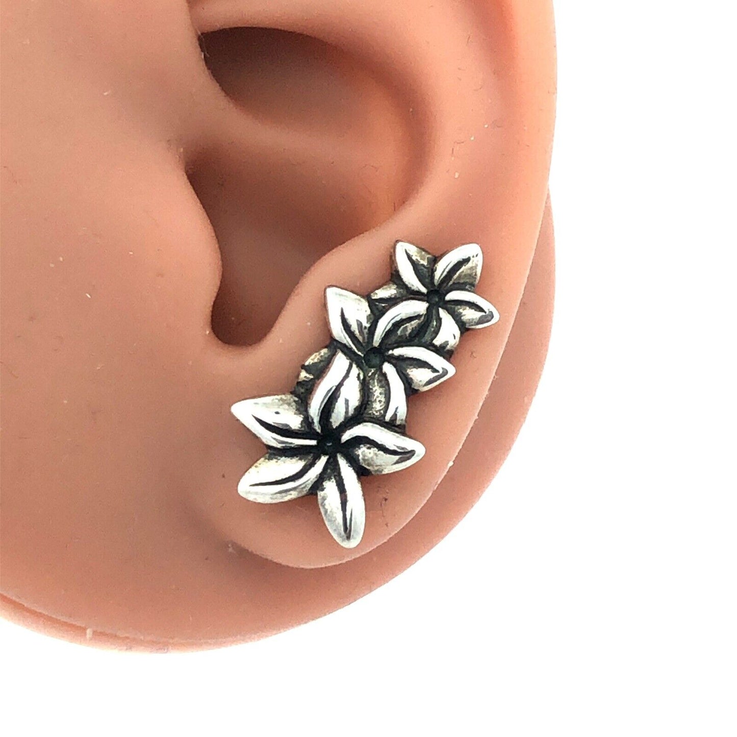 Mignon Faget 925 Sterling Silver Jasmine Collection Flower Crawler Earrings