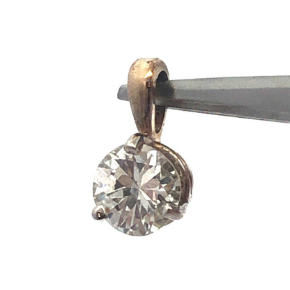 14K White Gold Round Diamond Solitaire Bridal Birthday Anniversary Pendant