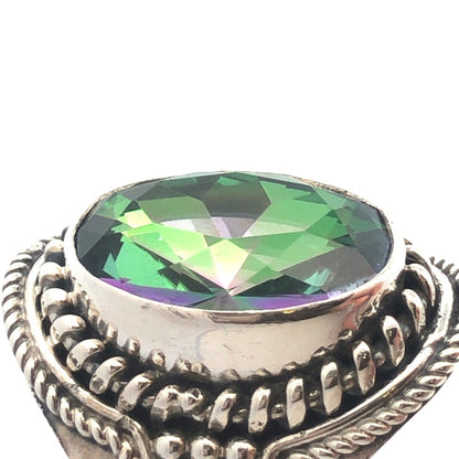 925 Sterling Silver Multicolored Cushion Cut Oval Cubic Zirconia Ring