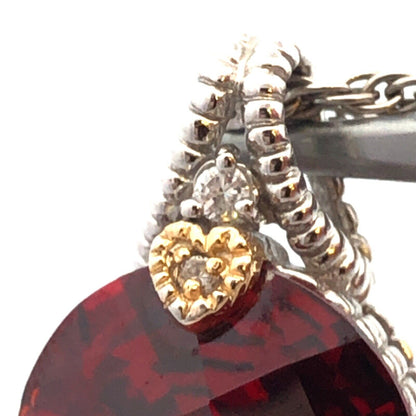 925 Sterling Silver Two Tone Cushion Cut Red Cubic Zirconia CZ Necklace