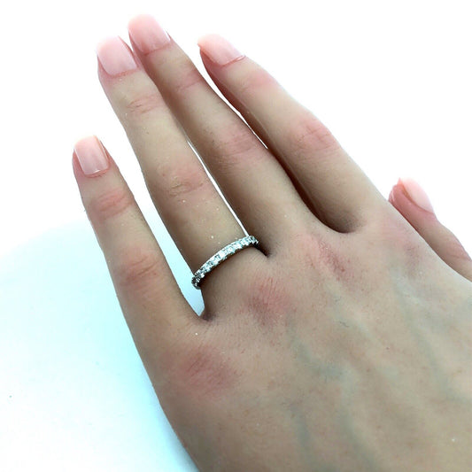 Designer 14K White Gold Round Diamond Wedding Anniversary Stackable Band Ring