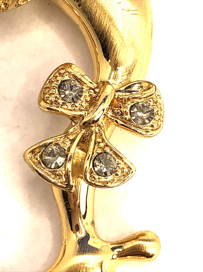 Estate Andrew Hamilton Crawford Rhinestone Gold Tone 3D Frog Statement Pendant