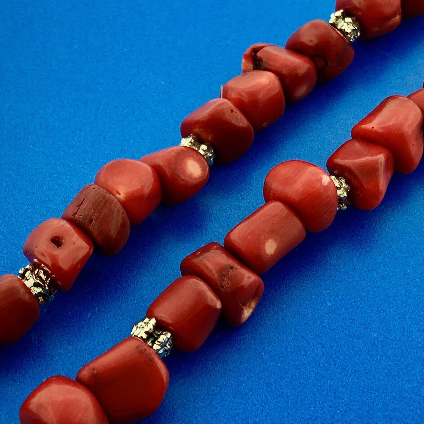 Estate 925 Sterling Silver Chunky Red Coral Snail Pendant Statement Necklace