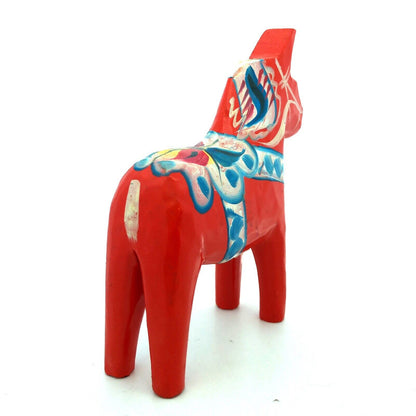 Vintage Swedish Akta Dala Hemslojd Hand Painted Red Horse Wooden Toy Figurine
