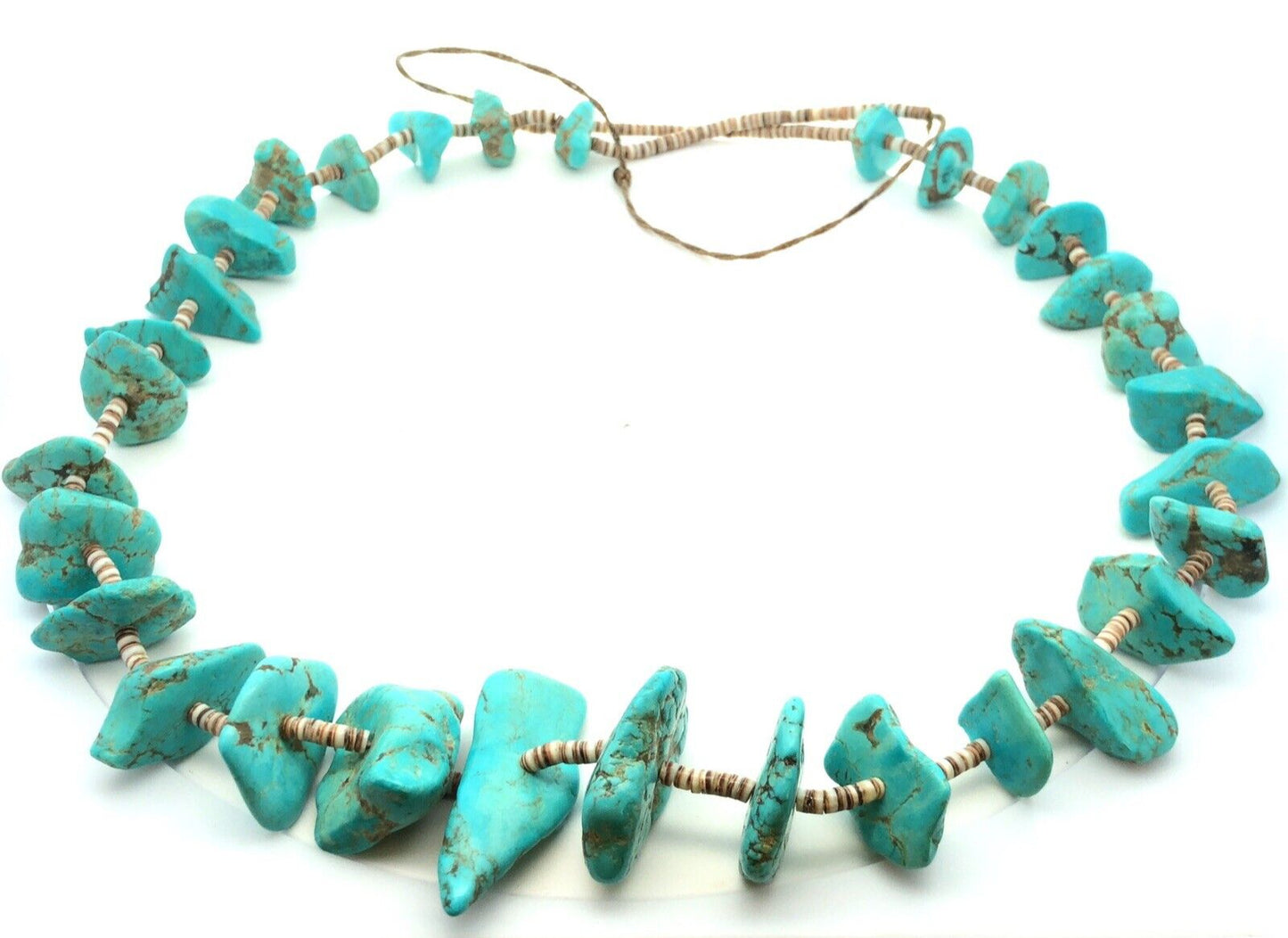 Vintage Artisan Natural Turquoise Chunky Beads Agate Bead Statement Necklace
