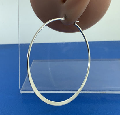 Dyadema Italy 925 Sterling Silver Oval Tapered Statement Hoop Earrings