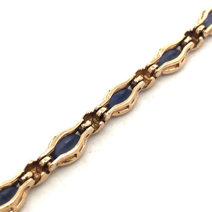 Designer MQ 14K Yellow Gold Oval Tanzanite Tennis Bracelet