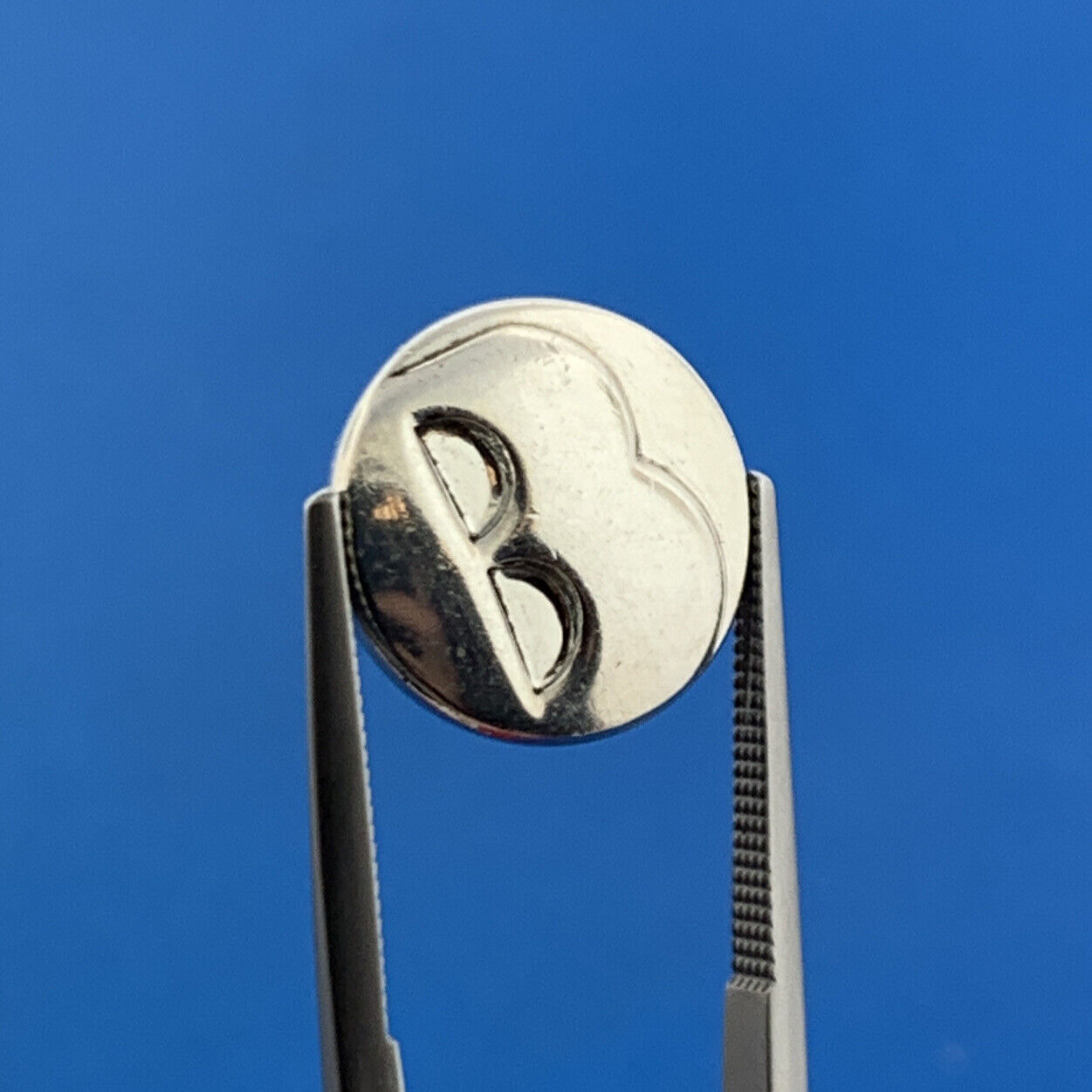 Stunning Sterling Silver 925 Alphabet Initial Letter B Circle Slide Pendant