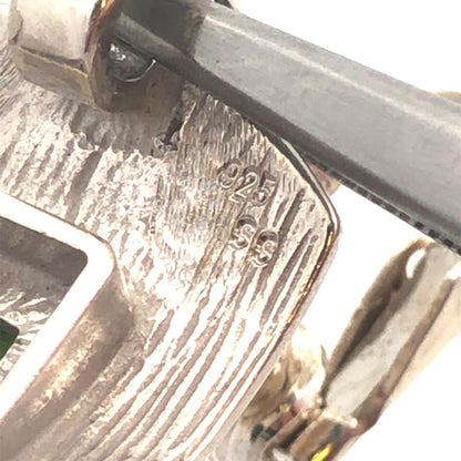 Designer Sterling Silver Chrysoprase Panel Modernist Statement Clip On Earrings