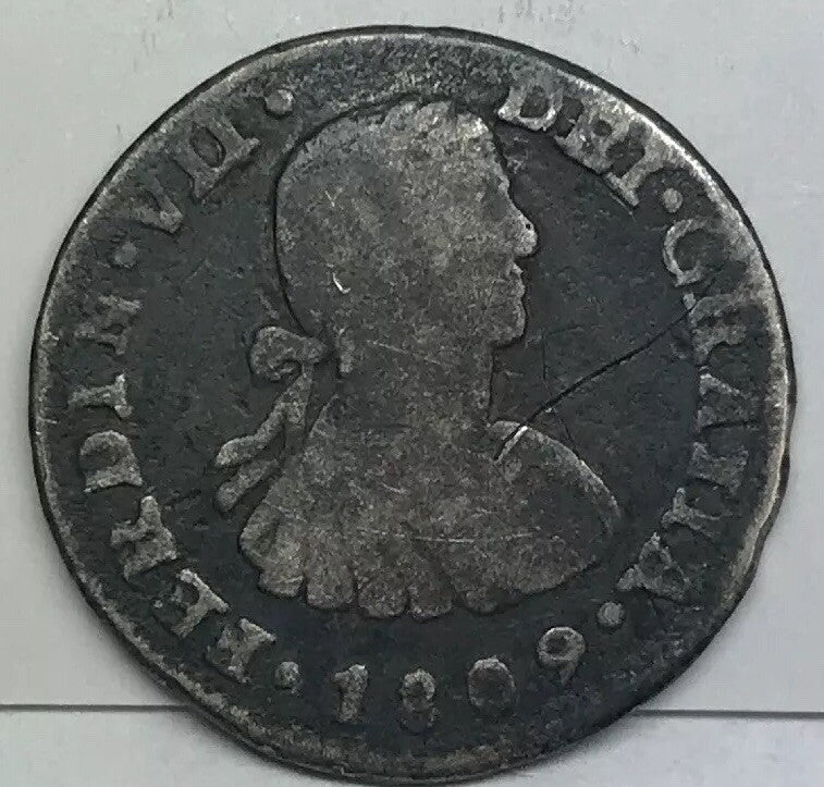 1809 Mexico Silver 1/2 Real Mexico City Ferdinand VII Pirate Treasure Coin