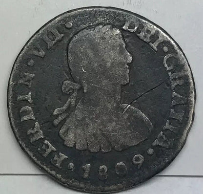 1809 Mexico Silver 1/2 Real Mexico City Ferdinand VII Pirate Treasure Coin