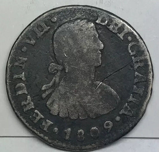 1809 Mexico Silver 1/2 Real Mexico City Ferdinand VII Pirate Treasure Coin