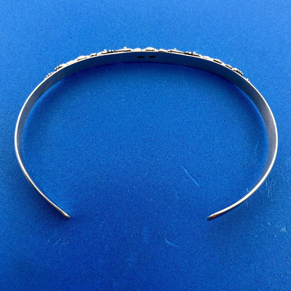 Designer Sterling Silver 18K Yellow Gold Dot Bead Scroll Work Bangle Bracelet