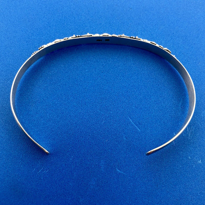 Designer Sterling Silver 18K Yellow Gold Dot Bead Scroll Work Bangle Bracelet