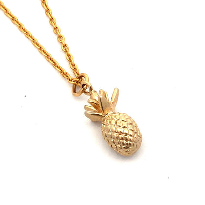 925 Sterling Silver Gold Vermeil Estate Pineapple Good Luck Pendan Necklace