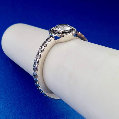Authentic Pandora 925 Sterling Silver Cubic Zirconia CZ Round Sparkle Halo Ring