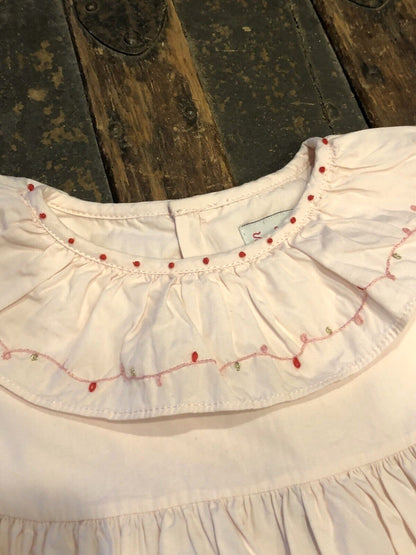 Sophie & Lucas 100% Cotton Pink Embroidered Girl's 5 Christmas Themed Dress