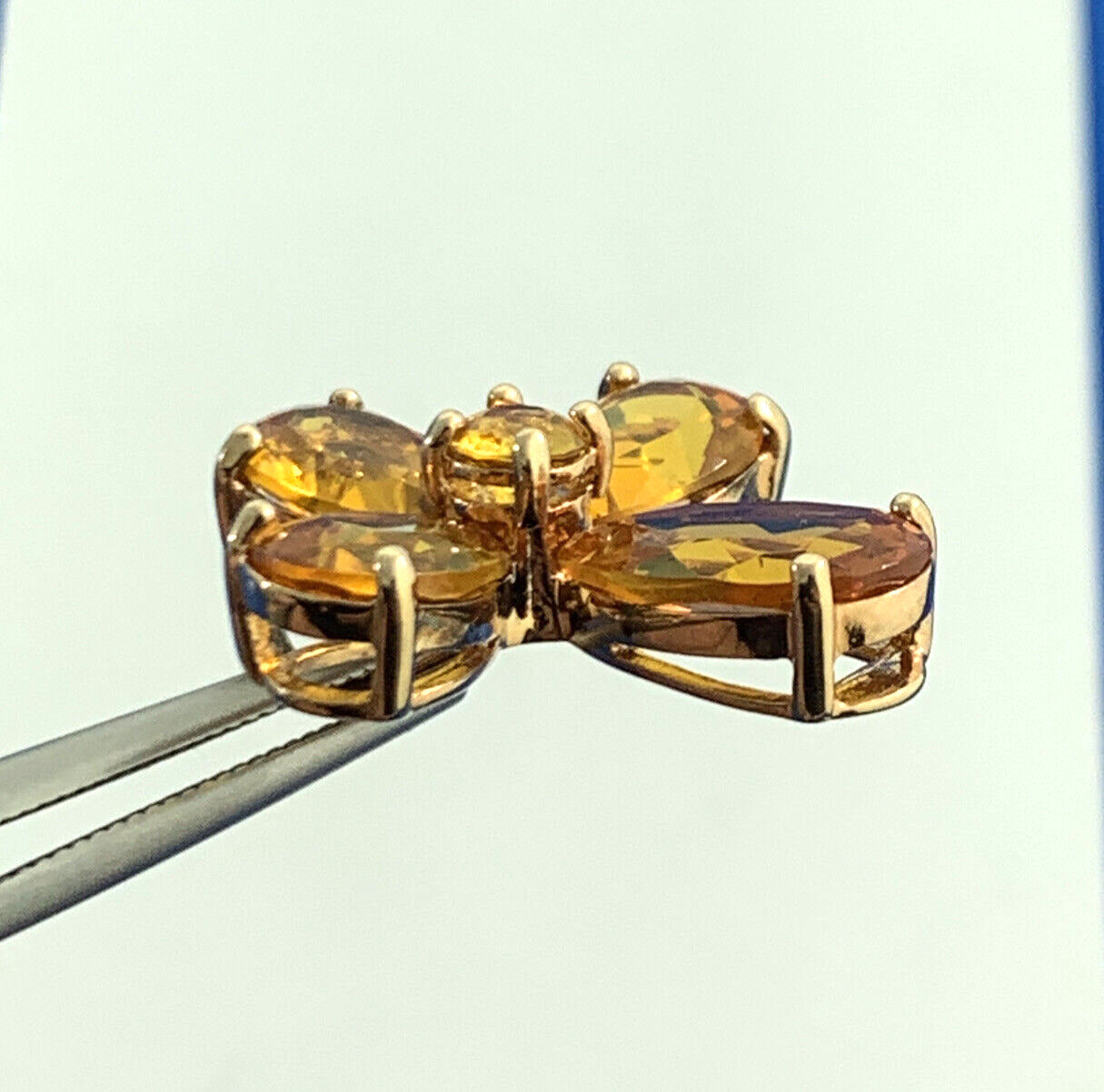 Designer Sterling Silver Vermeil Orange Cubic Zirconia Statement Cross Pendant