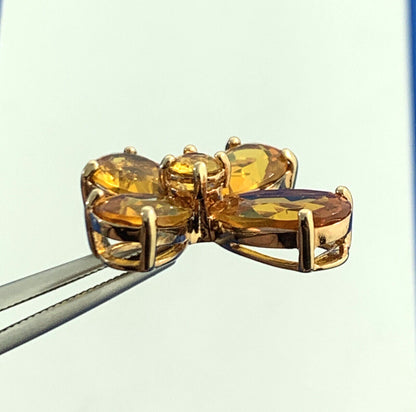 Designer Sterling Silver Vermeil Orange Cubic Zirconia Statement Cross Pendant