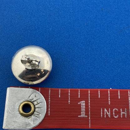 Estate 925 Sterling Silver Modernist Polished 3D Button Disc Stud Earrings