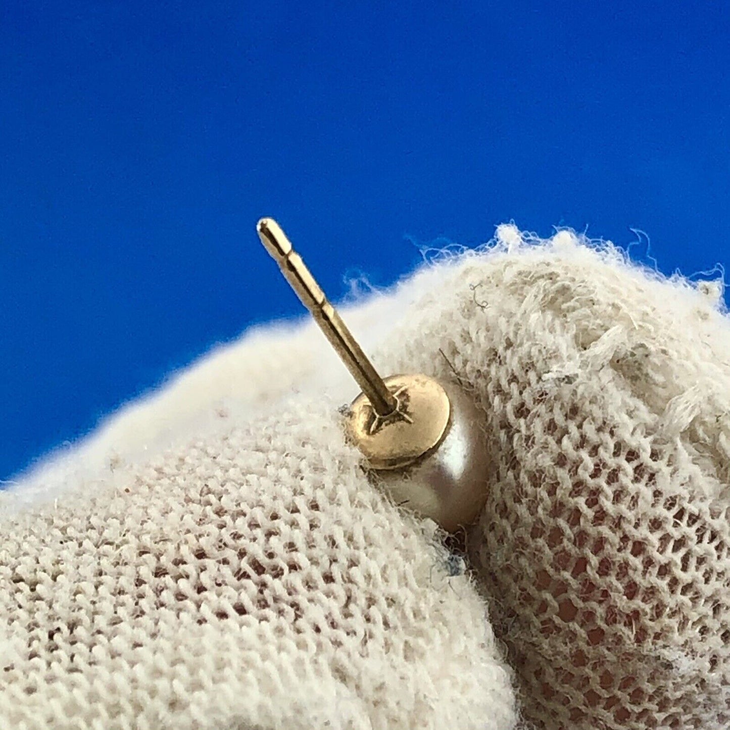 Estate 10K Yellow Gold Pearl Starter Stud Earrings