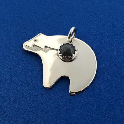 Native American Artist Herbert Tsosi 925 Sterling Silver Gray Stone Bear Charm