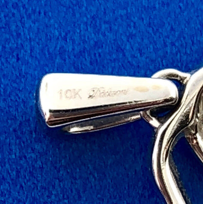 Designer 10K White Gold Diamond Double Heart Sweetheart Promise Charm Pendant