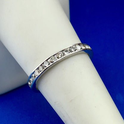 14K White Gold Channel Set Diamond Anniversary Eternity Stackable Band Ring