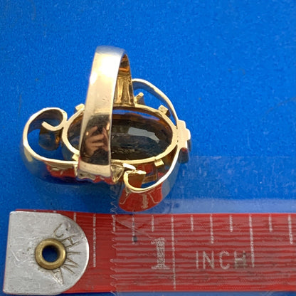 Vintage 14K Yellow Gold Oval Citrine Modernist Statement Cocktail Ring