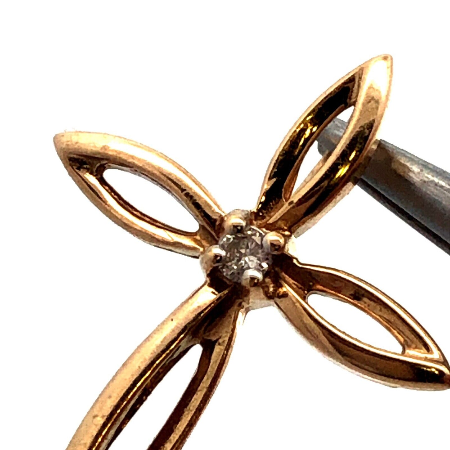 Designer P 10K Yellow Gold Round Diamond Solitaire Infinity Cross Pendant