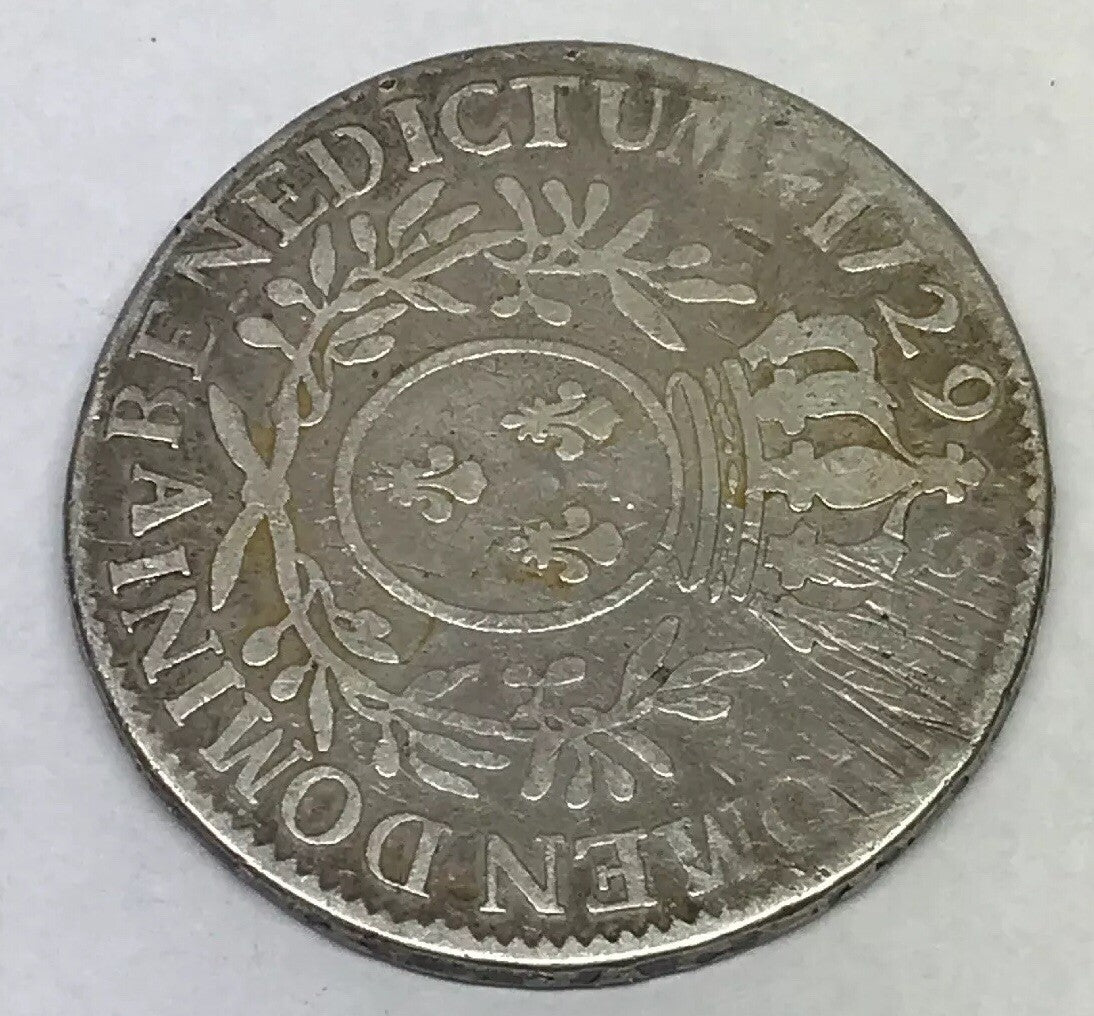 1729 A France Louis XV One Ecu Paris Mint Silver Crown
