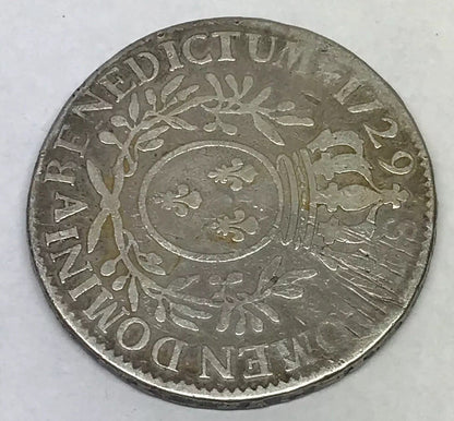 1729 A France Louis XV One Ecu Paris Mint Silver Crown